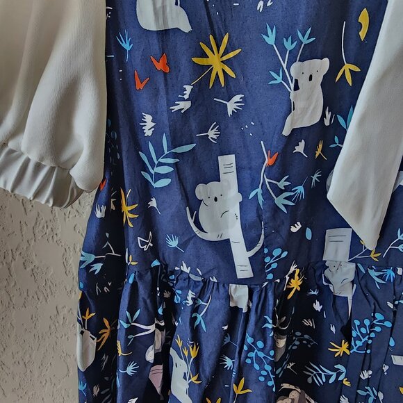 NWT Unique Vintage Navy Koala & Sloth Print Arden Babydoll Dress - Picture 5 of 8